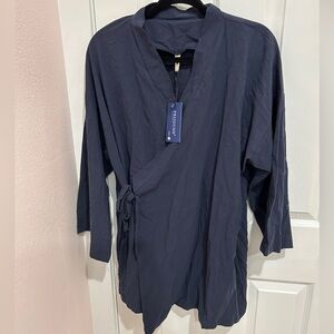 Navy blue wrap blouse